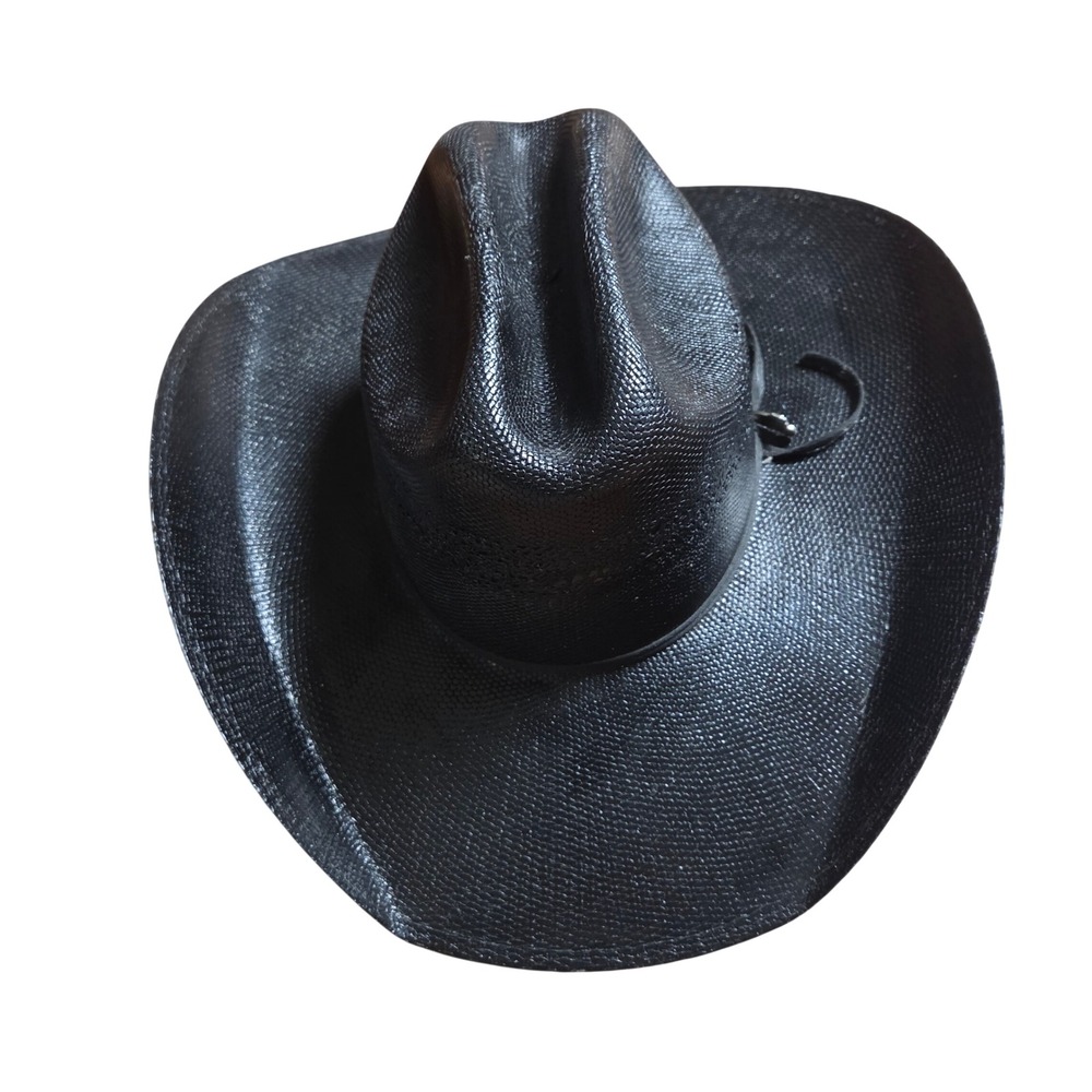 Justin Hats 20X Black Straw Cowboy Hat Milano Hat Co Mens 6 7/8 Western Retro